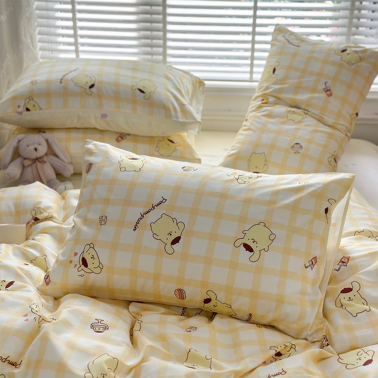 91家纺网 家纺一手货源 找家纺 玉元坊 2026新款正版授权三丽鸥系列全棉纯棉床单四件套学生三件套-大耳狗帕恰狗布丁狗系列 焦糖布丁狗【简约款】