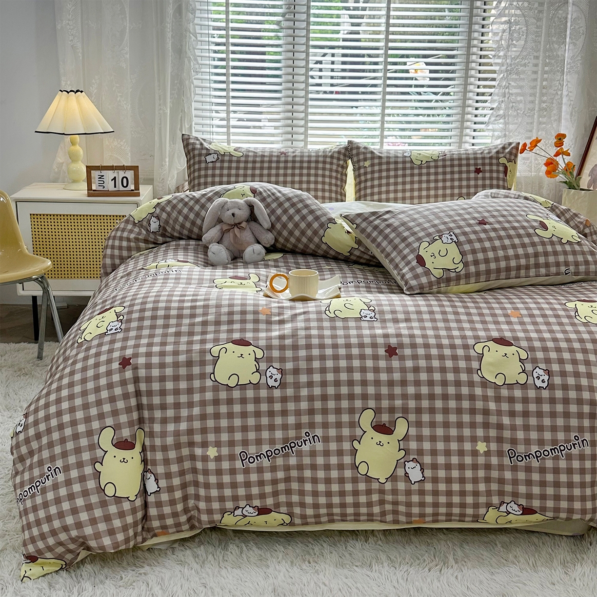 91家纺网 家纺一手货源 找家纺 玉元坊 2026新款正版授权三丽鸥系列全棉纯棉床单四件套学生三件套-大耳狗帕恰狗布丁狗系列 可可布丁狗【简约款】