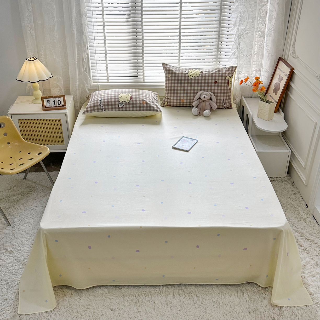 91家纺网 家纺一手货源 找家纺 玉元坊 2026新款正版授权三丽鸥系列全棉纯棉床单四件套学生三件套-大耳狗帕恰狗布丁狗系列 可可布丁狗【简约款】