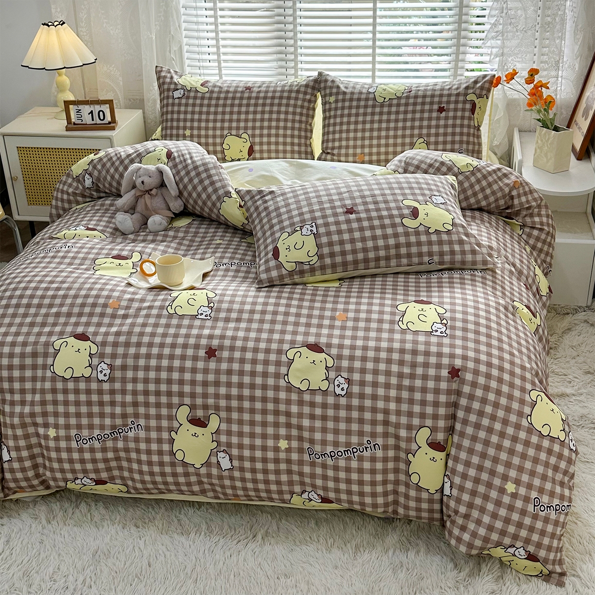 91家纺网 家纺一手货源 找家纺 玉元坊 2026新款正版授权三丽鸥系列全棉纯棉床单四件套学生三件套-大耳狗帕恰狗布丁狗系列 可可布丁狗【简约款】