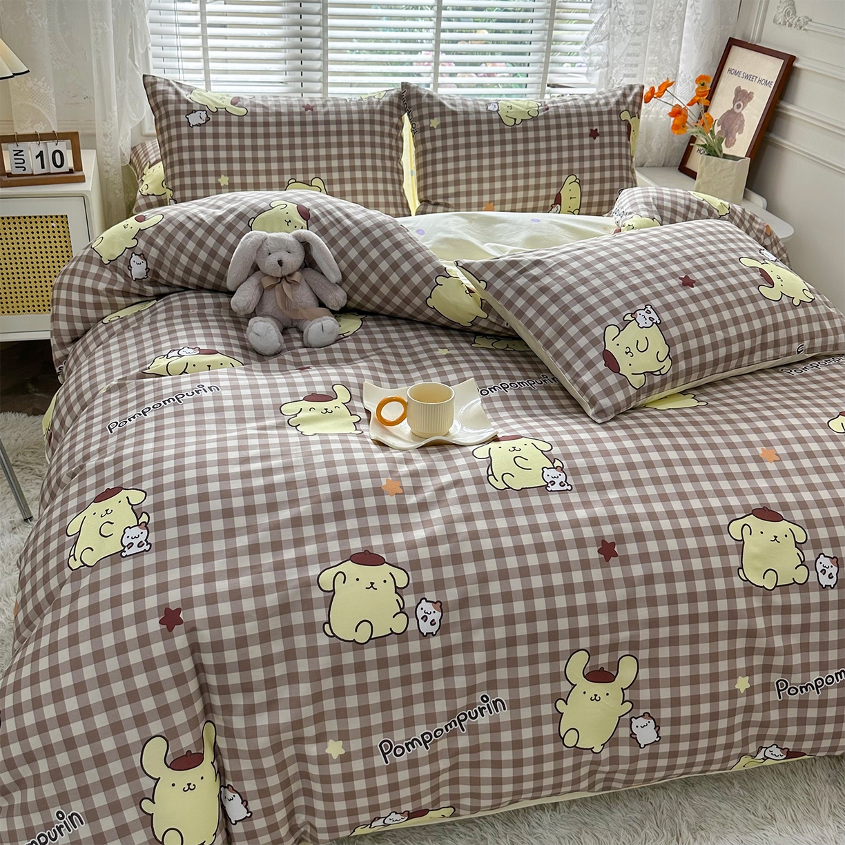 91家纺网 家纺一手货源 找家纺 玉元坊 2026新款正版授权三丽鸥系列全棉纯棉床单四件套学生三件套-大耳狗帕恰狗布丁狗系列 可可布丁狗【简约款】