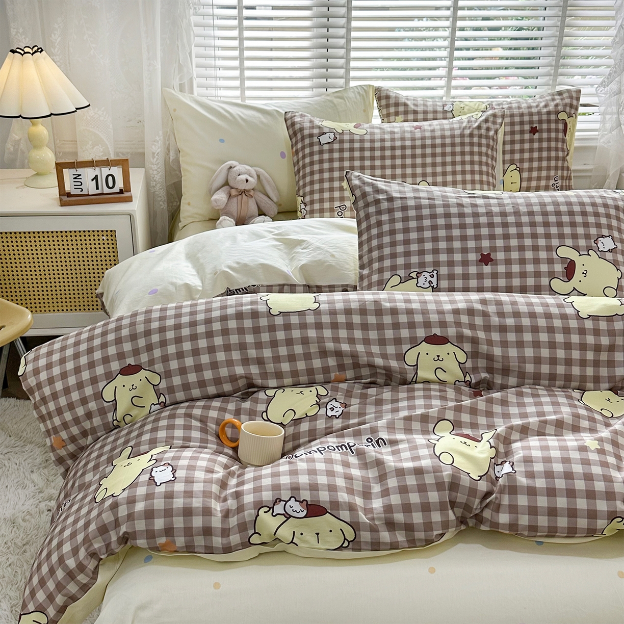 91家纺网 家纺一手货源 找家纺 玉元坊 2026新款正版授权三丽鸥系列全棉纯棉床单四件套学生三件套-大耳狗帕恰狗布丁狗系列 可可布丁狗【简约款】