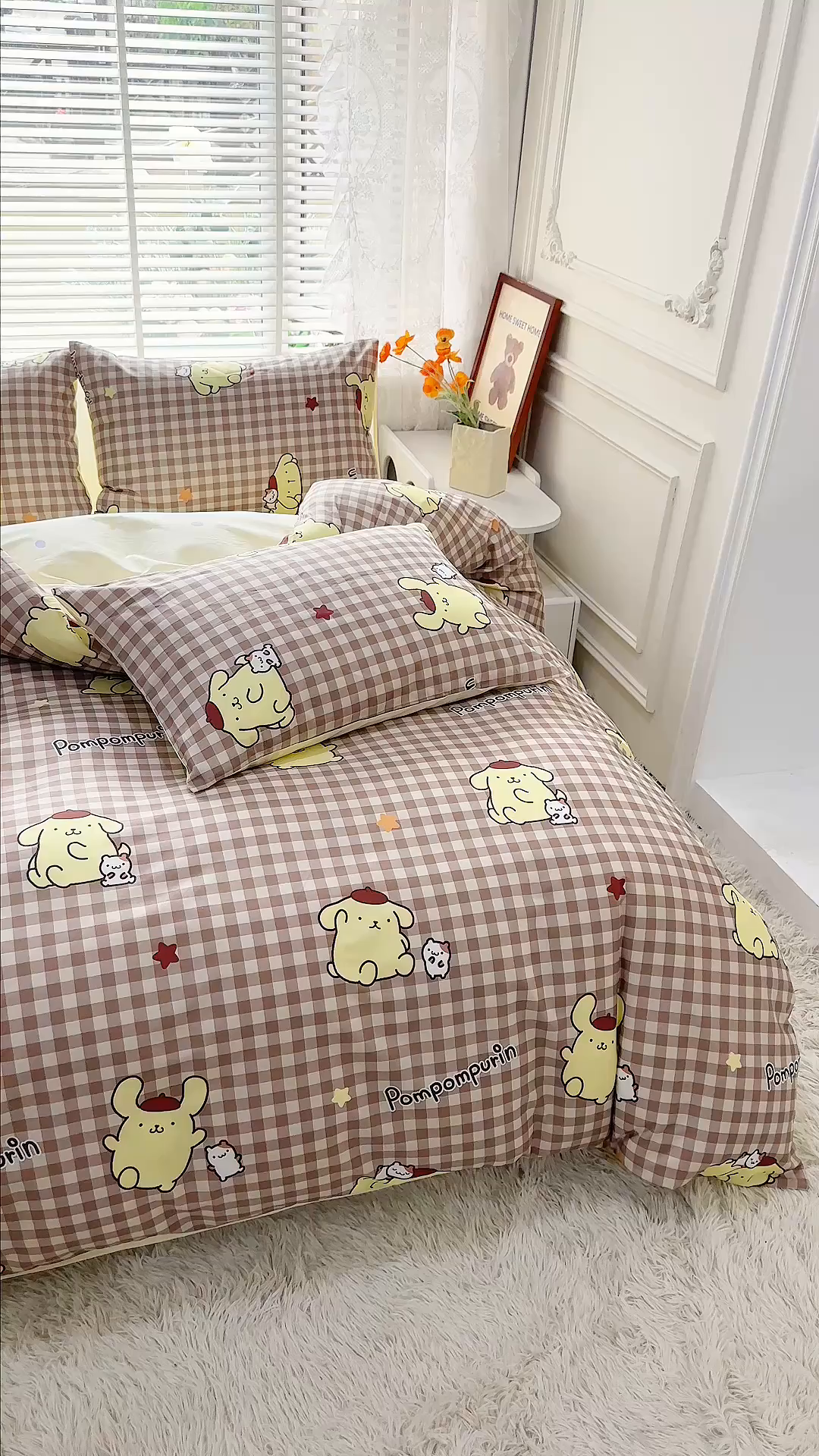 91家纺网 家纺一手货源 找家纺 玉元坊 2026新款正版授权三丽鸥系列全棉纯棉床单四件套学生三件套-大耳狗帕恰狗布丁狗系列 可可布丁狗【简约款】