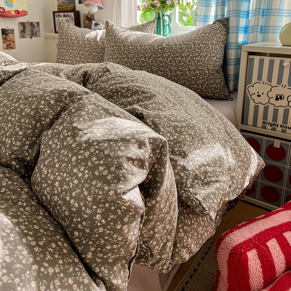 91家纺网 家纺一手货源 找家纺 焱博家纺 2026新款A类全棉双层纱系列四件套 点点蔓纱