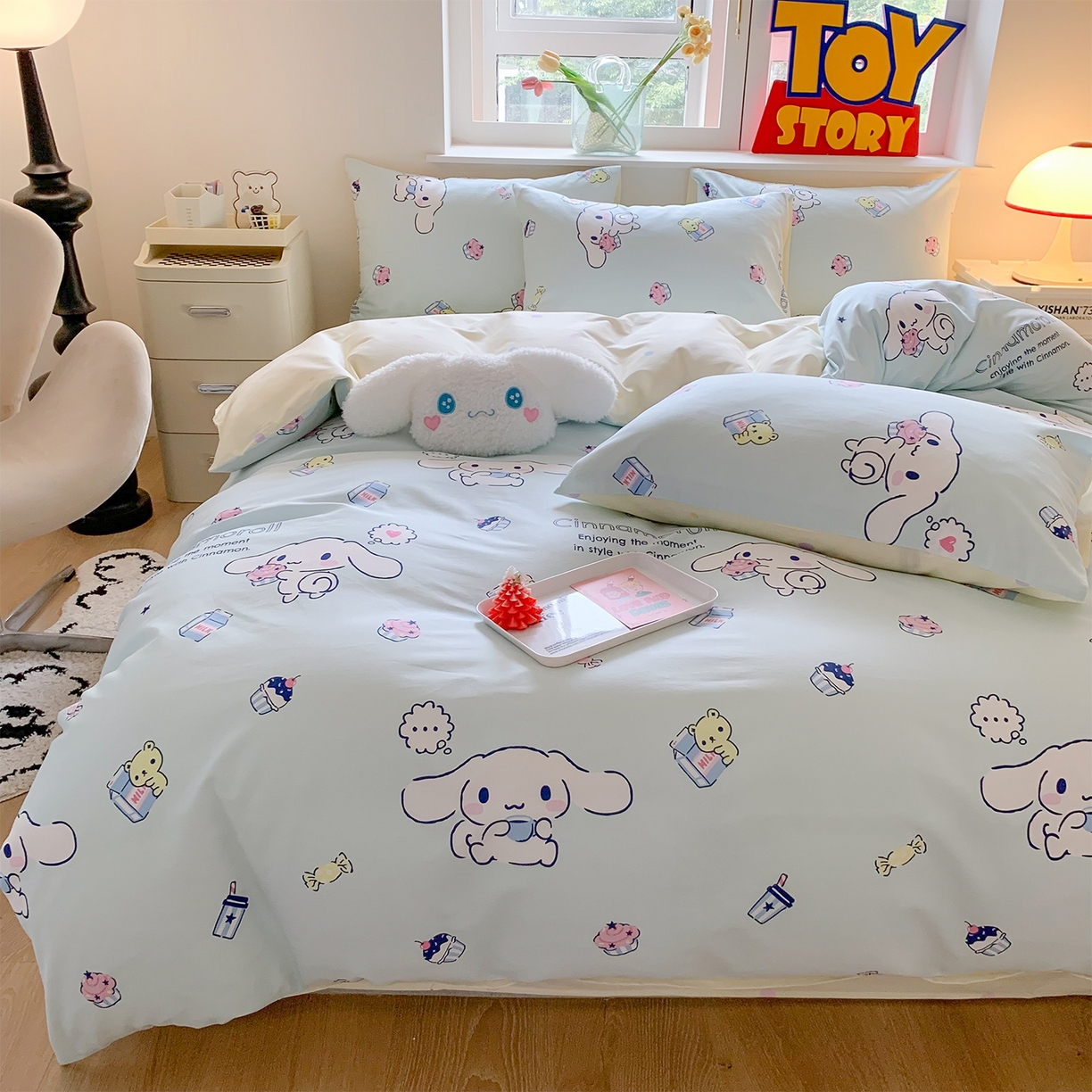91家纺网 家纺一手货源 找家纺 玉元坊 2026新款正版授权三丽鸥系列全棉纯棉床单四件套学生三件套-大耳狗帕恰狗布丁狗系列 牛奶大耳狗【简约款】