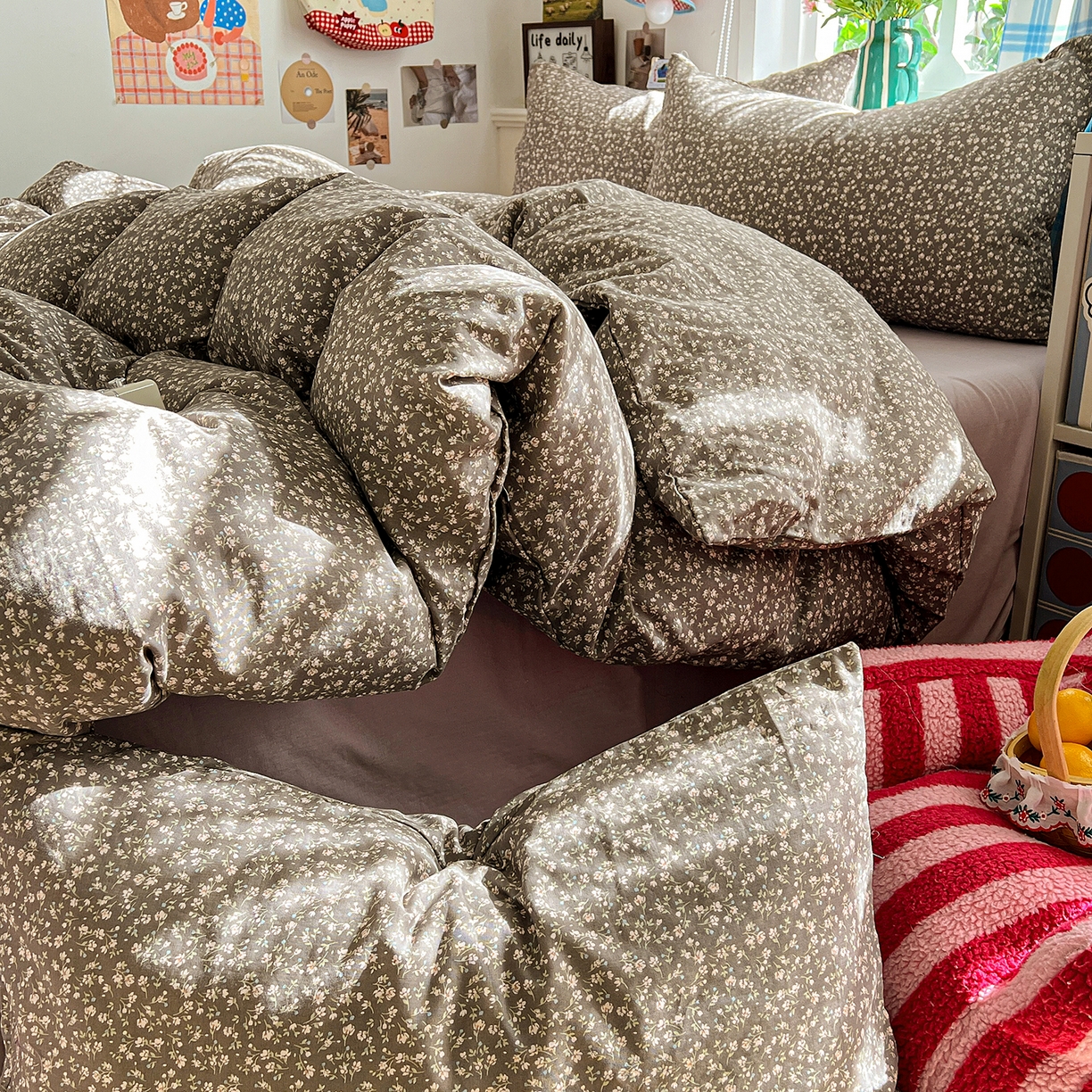 91家纺网 家纺一手货源 找家纺 焱博家纺 2026新款A类全棉双层纱系列四件套 点点蔓纱