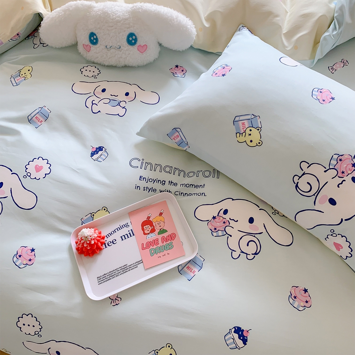 91家纺网 家纺一手货源 找家纺 玉元坊 2026新款正版授权三丽鸥系列全棉纯棉床单四件套学生三件套-大耳狗帕恰狗布丁狗系列 牛奶大耳狗【简约款】