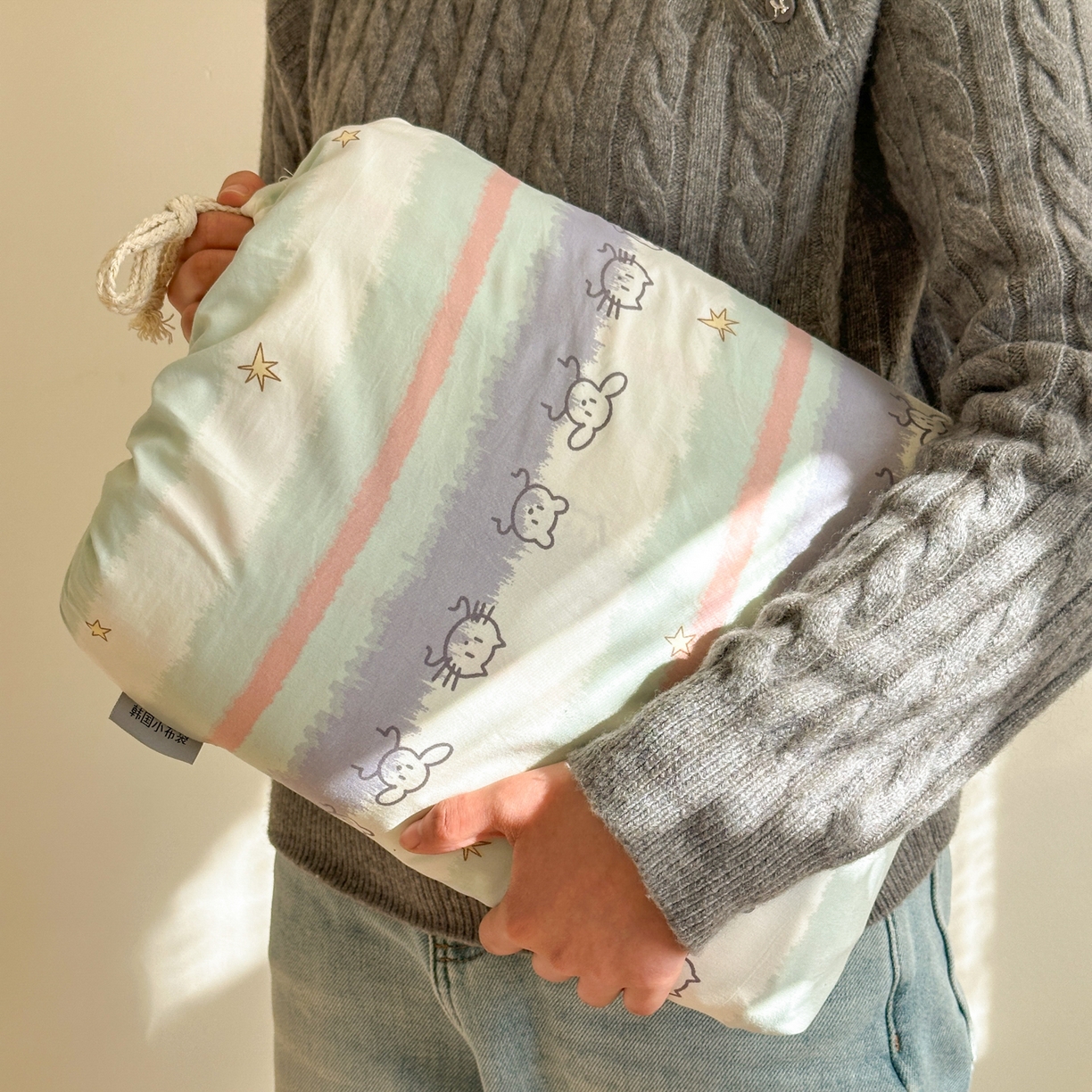 德比尔斯  2026新款古法水洗仿棉云感棉小布袋四件套 海边童话