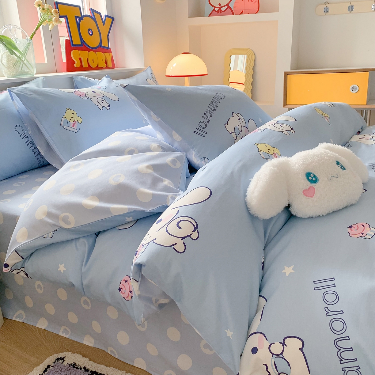 91家纺网 家纺一手货源 找家纺 玉元坊 2026新款正版授权三丽鸥系列全棉纯棉床单四件套学生三件套-大耳狗帕恰狗布丁狗系列 甜品玉桂狗【简约款】