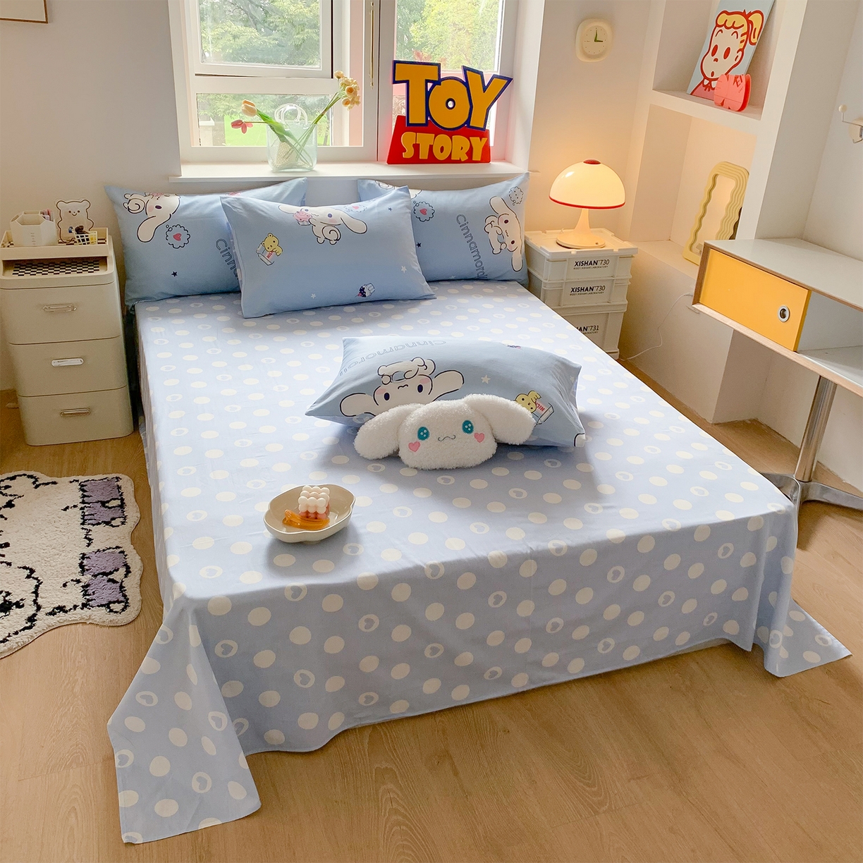 91家纺网 家纺一手货源 找家纺 玉元坊 2026新款正版授权三丽鸥系列全棉纯棉床单四件套学生三件套-大耳狗帕恰狗布丁狗系列 甜品玉桂狗【简约款】