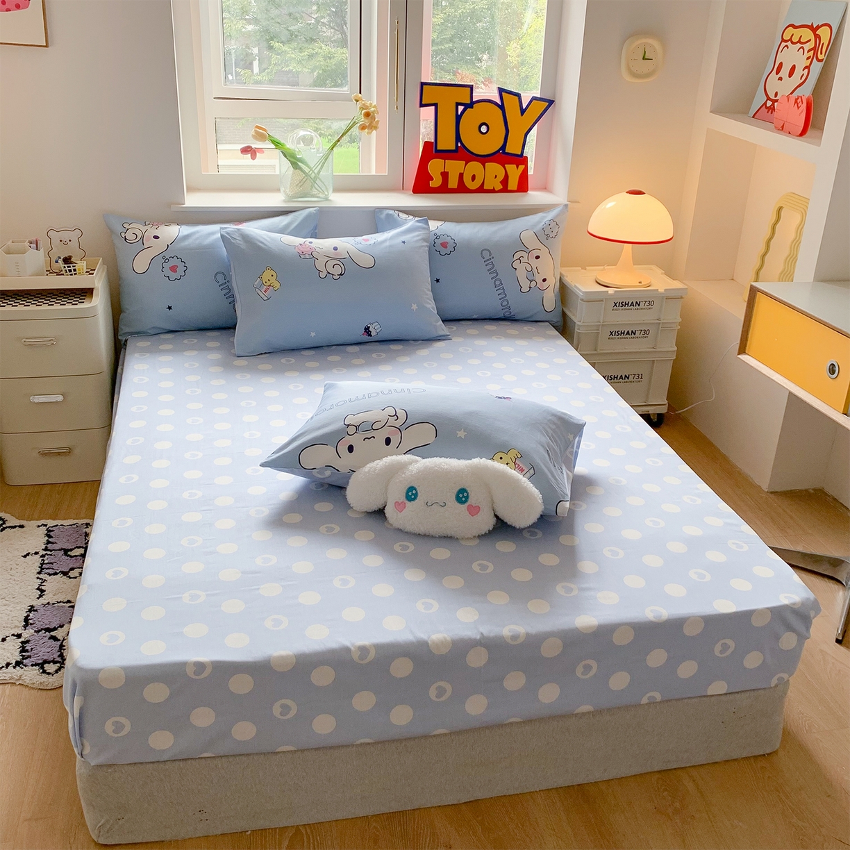 91家纺网 家纺一手货源 找家纺 玉元坊 2026新款正版授权三丽鸥系列全棉纯棉床单四件套学生三件套-大耳狗帕恰狗布丁狗系列 甜品玉桂狗【简约款】