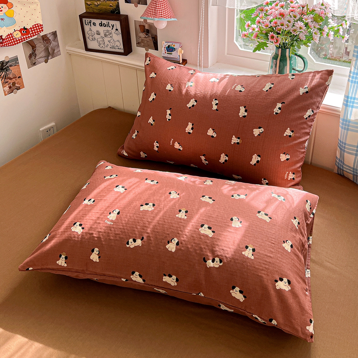 91家纺网 家纺一手货源 找家纺 焱博家纺 2026新款A类全棉双层纱系列四件套 焦糖奶汪