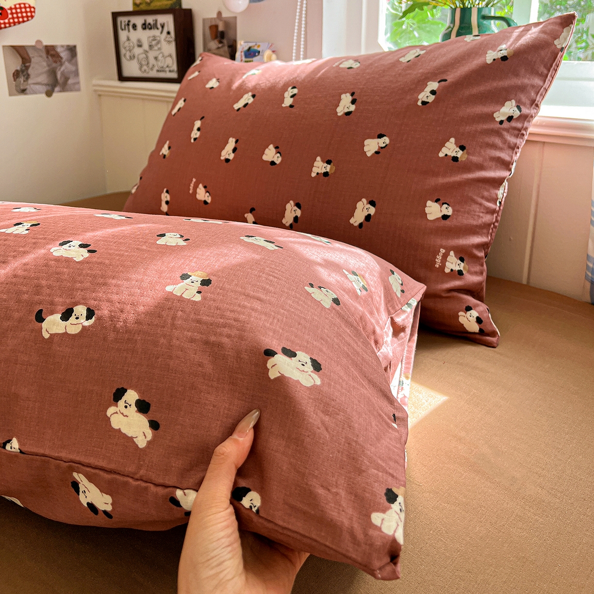 91家纺网 家纺一手货源 找家纺 焱博家纺 2026新款A类全棉双层纱系列四件套 焦糖奶汪