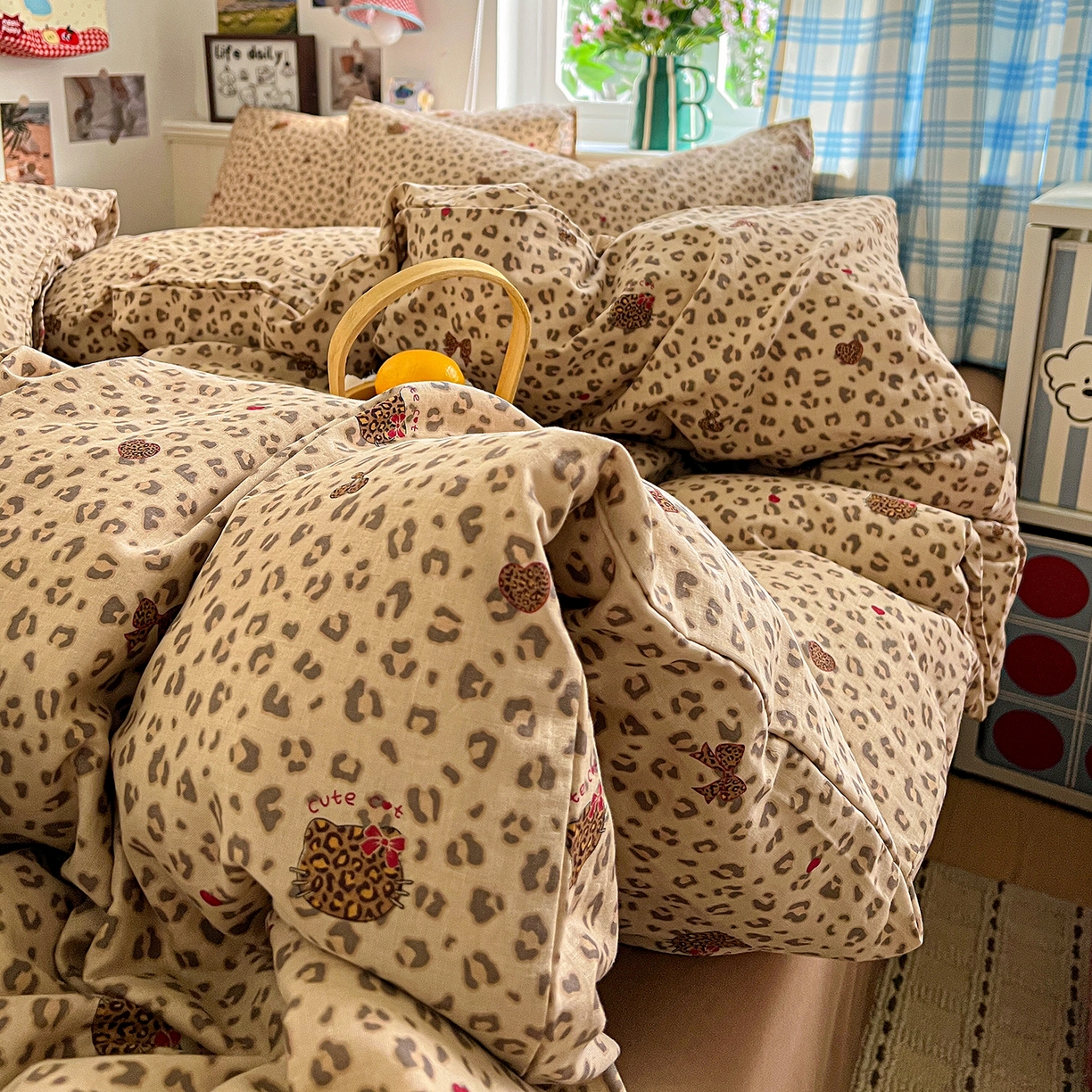 91家纺网 家纺一手货源 找家纺 焱博家纺 2026新款A类全棉双层纱系列四件套 千禧少女