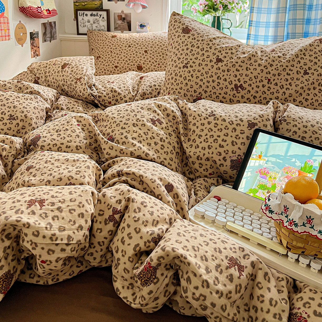 91家纺网 家纺一手货源 找家纺 焱博家纺 2026新款A类全棉双层纱系列四件套 千禧少女