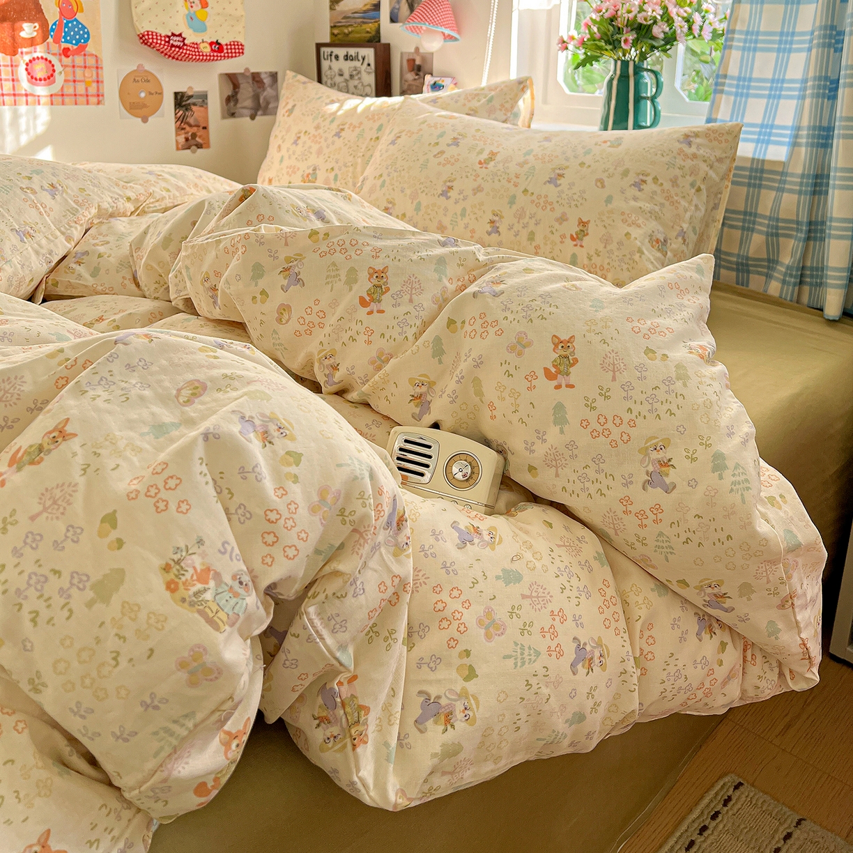 91家纺网 家纺一手货源 找家纺 焱博家纺 2026新款A类全棉双层纱系列四件套 闪电的朋友