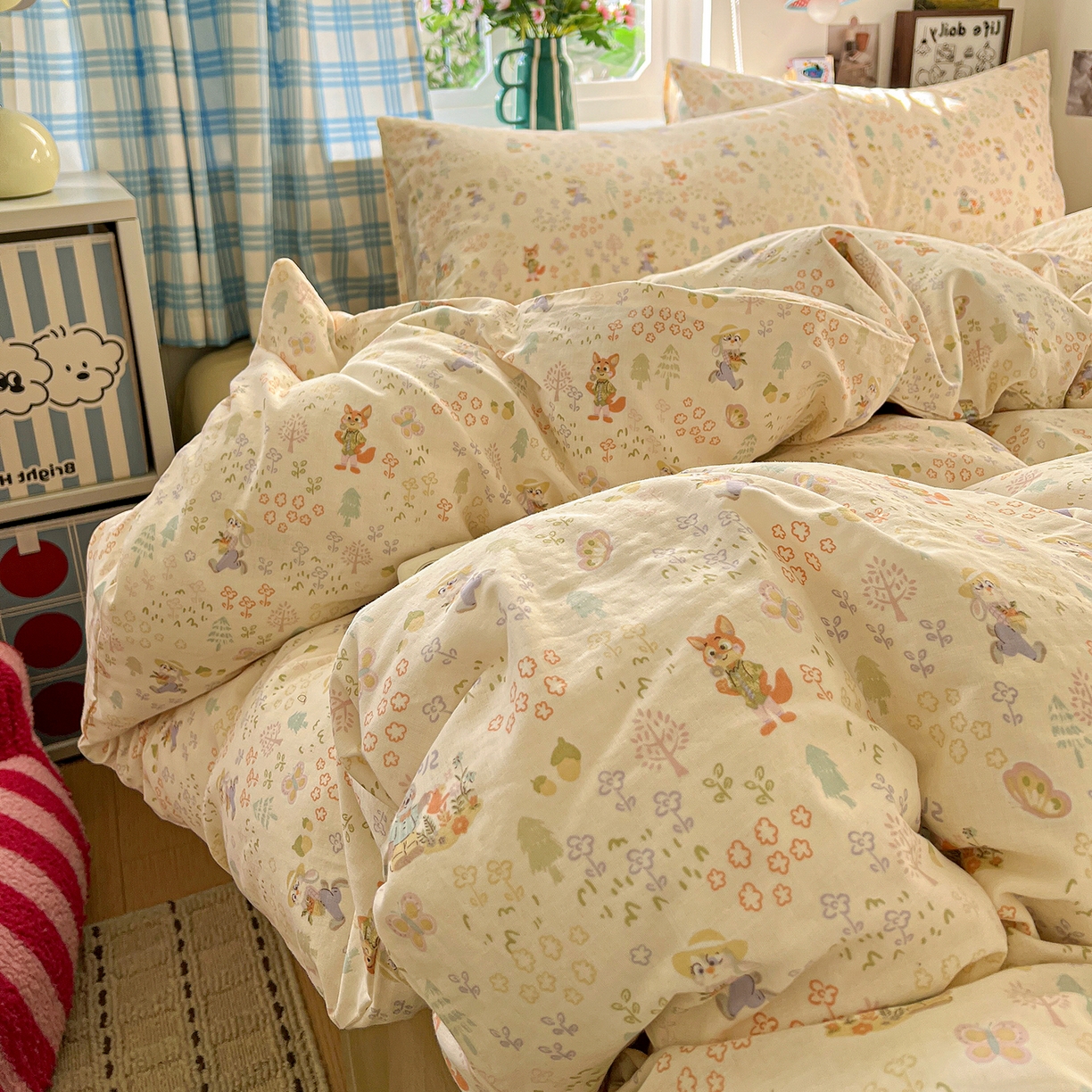 91家纺网 家纺一手货源 找家纺 焱博家纺 2026新款A类全棉双层纱系列四件套 闪电的朋友