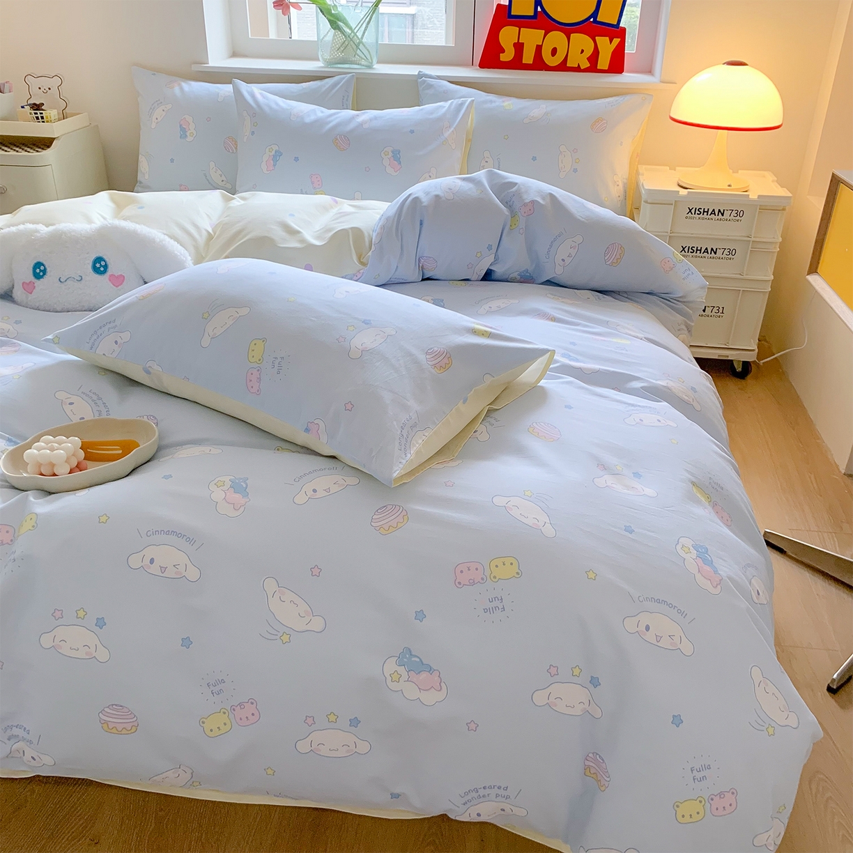91家纺网 家纺一手货源 找家纺 玉元坊 2026新款正版授权三丽鸥系列全棉纯棉床单四件套学生三件套-大耳狗帕恰狗布丁狗系列 云朵大耳狗【简约款】
