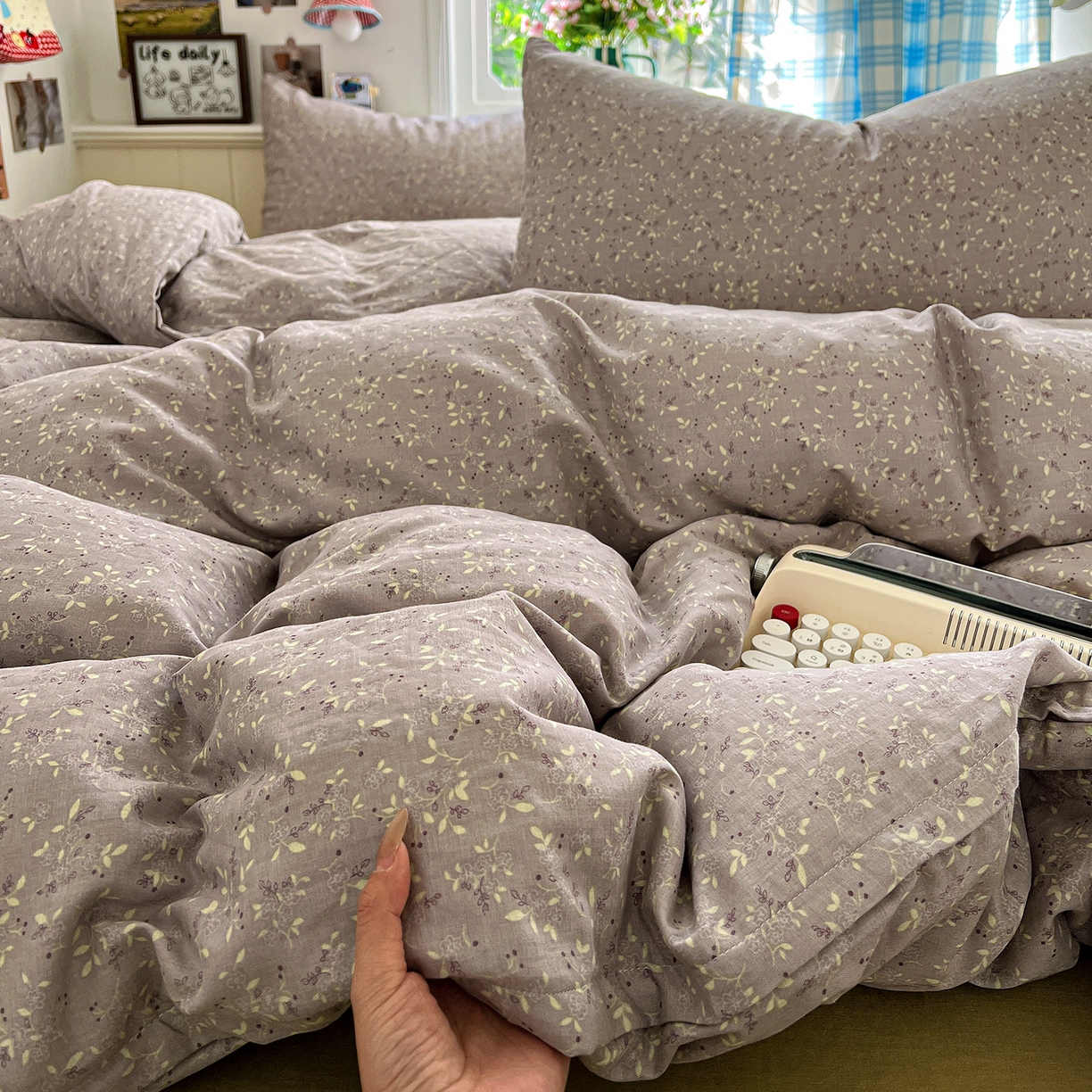 91家纺网 家纺一手货源 找家纺 焱博家纺 2026新款A类全棉双层纱系列四件套 温锦织