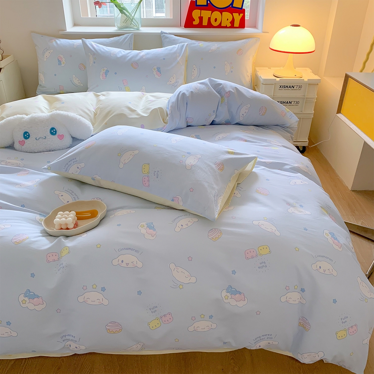 91家纺网 家纺一手货源 找家纺 玉元坊 2026新款正版授权三丽鸥系列全棉纯棉床单四件套学生三件套-大耳狗帕恰狗布丁狗系列 云朵大耳狗【简约款】