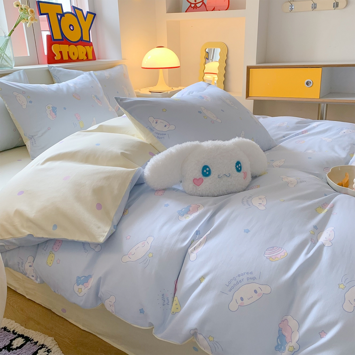 91家纺网 家纺一手货源 找家纺 玉元坊 2026新款正版授权三丽鸥系列全棉纯棉床单四件套学生三件套-大耳狗帕恰狗布丁狗系列 云朵大耳狗【简约款】