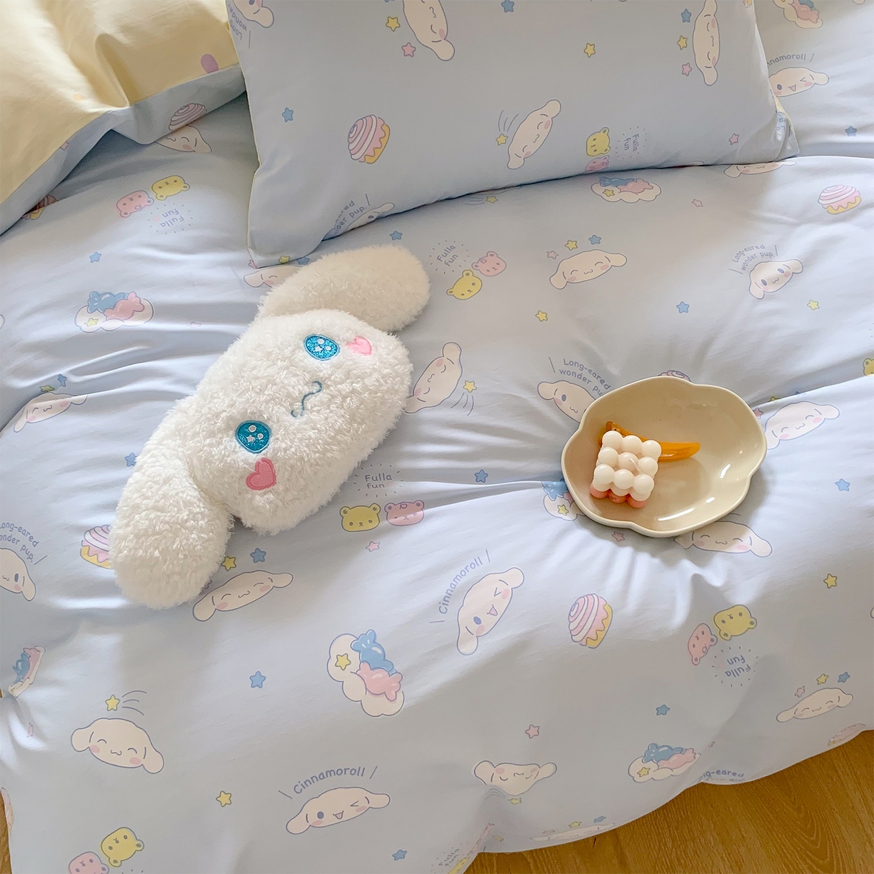91家纺网 家纺一手货源 找家纺 玉元坊 2026新款正版授权三丽鸥系列全棉纯棉床单四件套学生三件套-大耳狗帕恰狗布丁狗系列 云朵大耳狗【简约款】