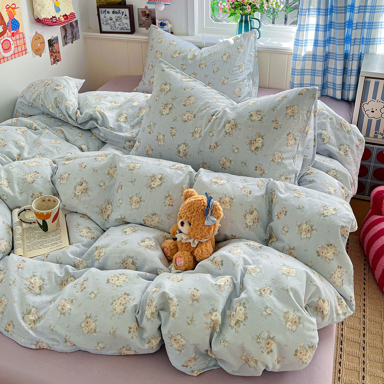 焱博家纺 2026新款A类全棉双层纱系列四件套 夏日牡丹