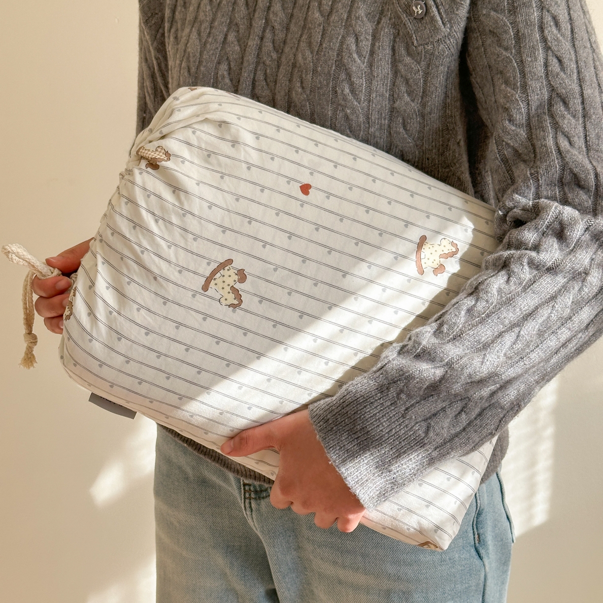 德比尔斯  2026新款古法水洗仿棉云感棉小布袋四件套 木马乐园