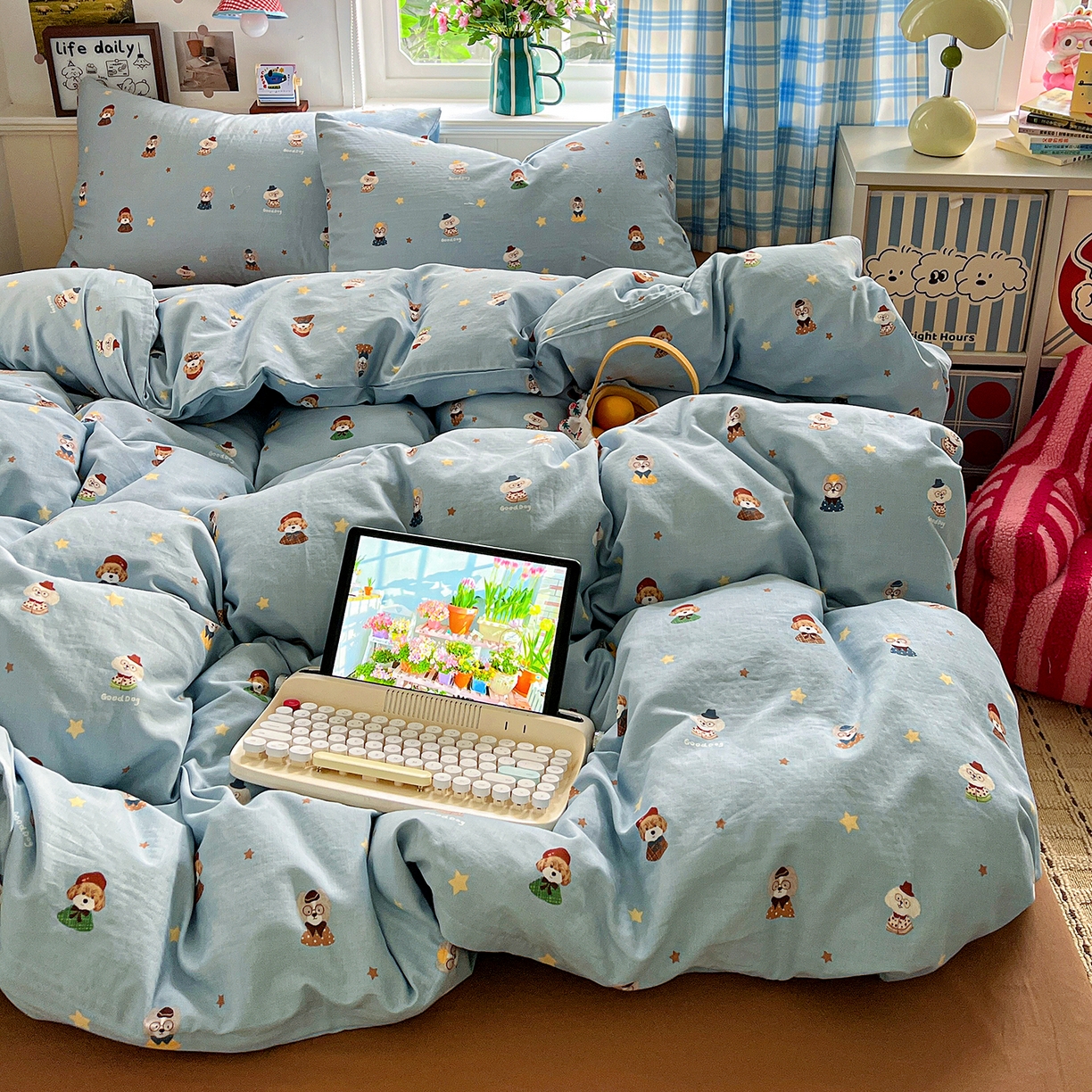 焱博家纺 2026新款A类全棉双层纱系列四件套 眼镜家族