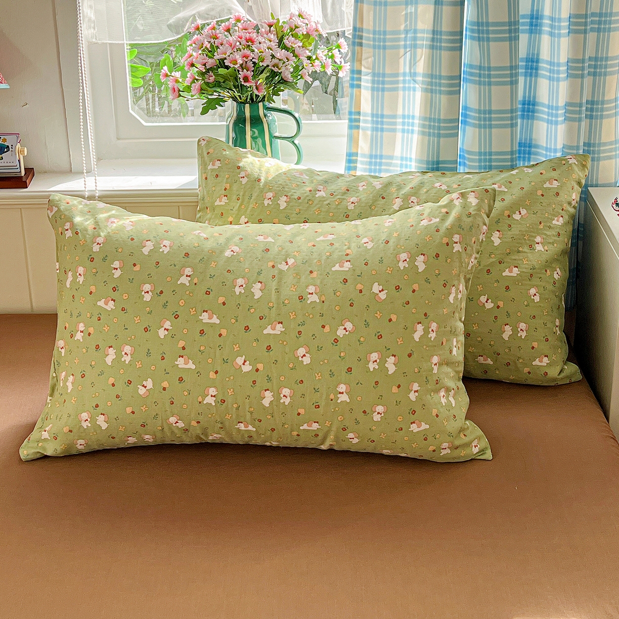 91家纺网 家纺一手货源 找家纺 焱博家纺 2026新款A类全棉双层纱系列四件套 长鼻子花园