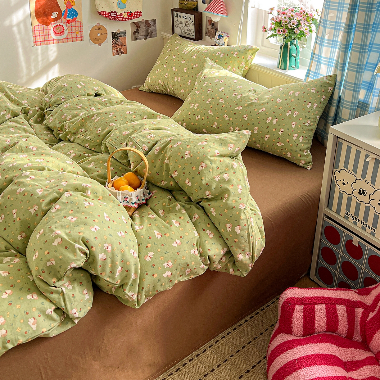 91家纺网 家纺一手货源 找家纺 焱博家纺 2026新款A类全棉双层纱系列四件套 长鼻子花园