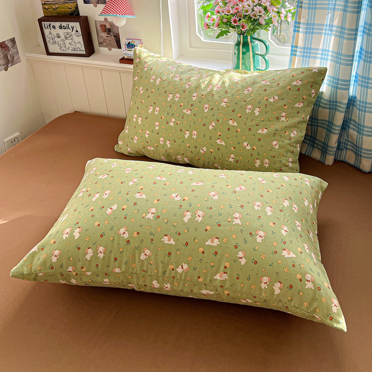 91家纺网 家纺一手货源 找家纺 焱博家纺 2026新款A类全棉双层纱系列四件套 长鼻子花园