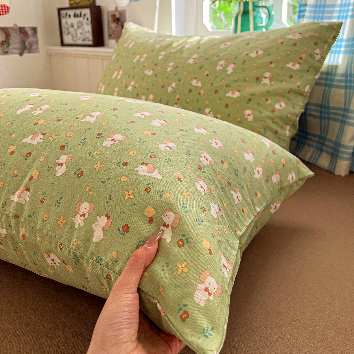 91家纺网 家纺一手货源 找家纺 焱博家纺 2026新款A类全棉双层纱系列四件套 长鼻子花园