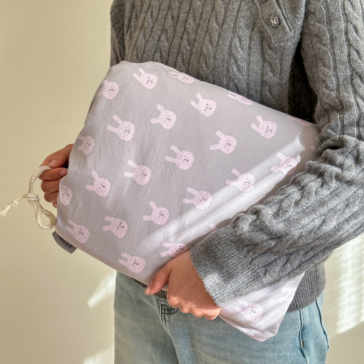 德比尔斯  2026新款古法水洗仿棉云感棉小布袋四件套 兔小姐