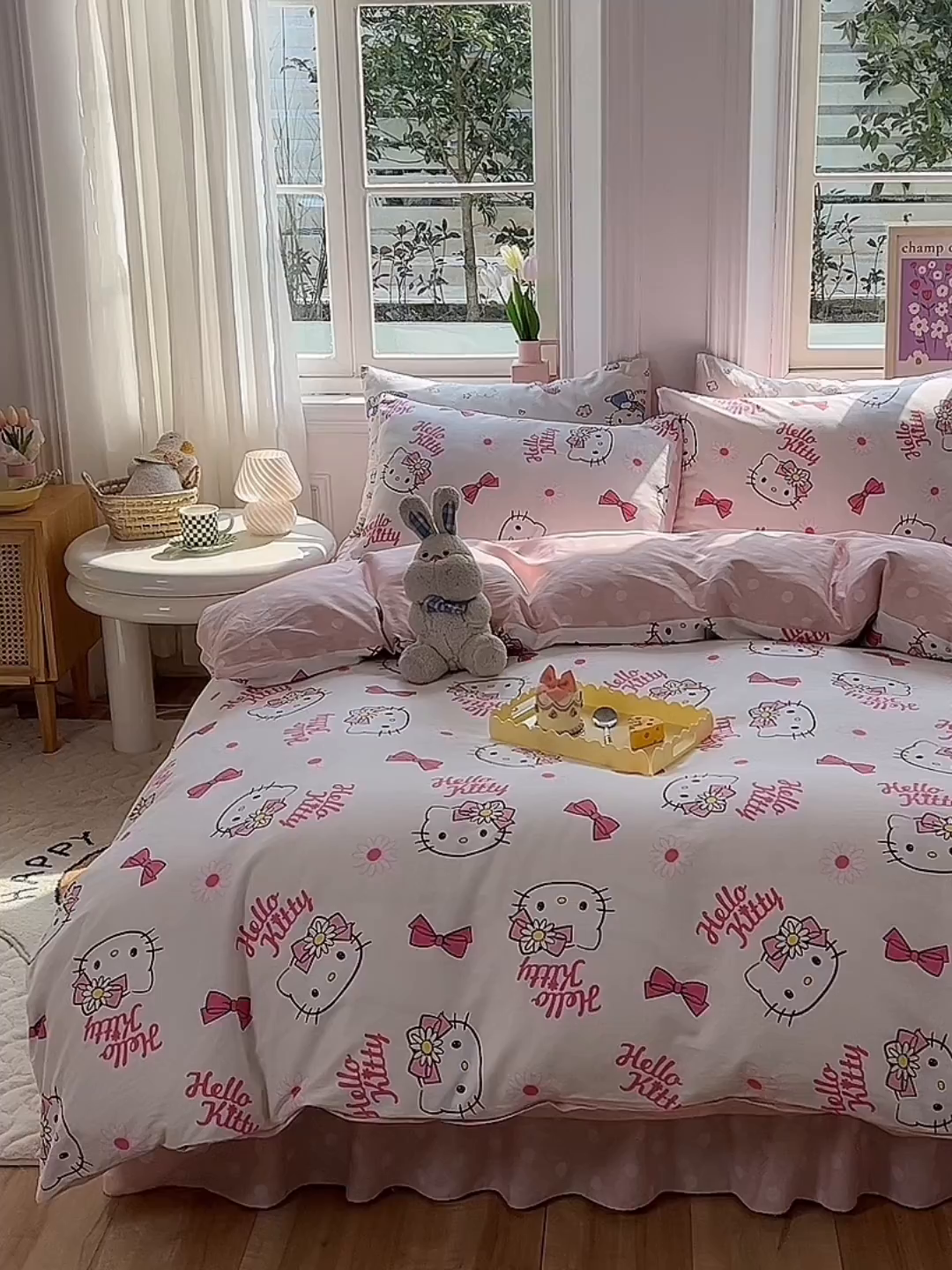 91家纺网 家纺一手货源 找家纺 （总）玉元坊 2026新款正版授权三丽鸥系列全棉纯棉床单四件套学生三件套-凯蒂猫系列