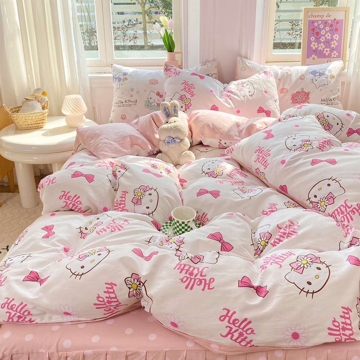 91家纺网 家纺一手货源 找家纺 （总）玉元坊 2026新款正版授权三丽鸥系列全棉纯棉床单四件套学生三件套-凯蒂猫系列