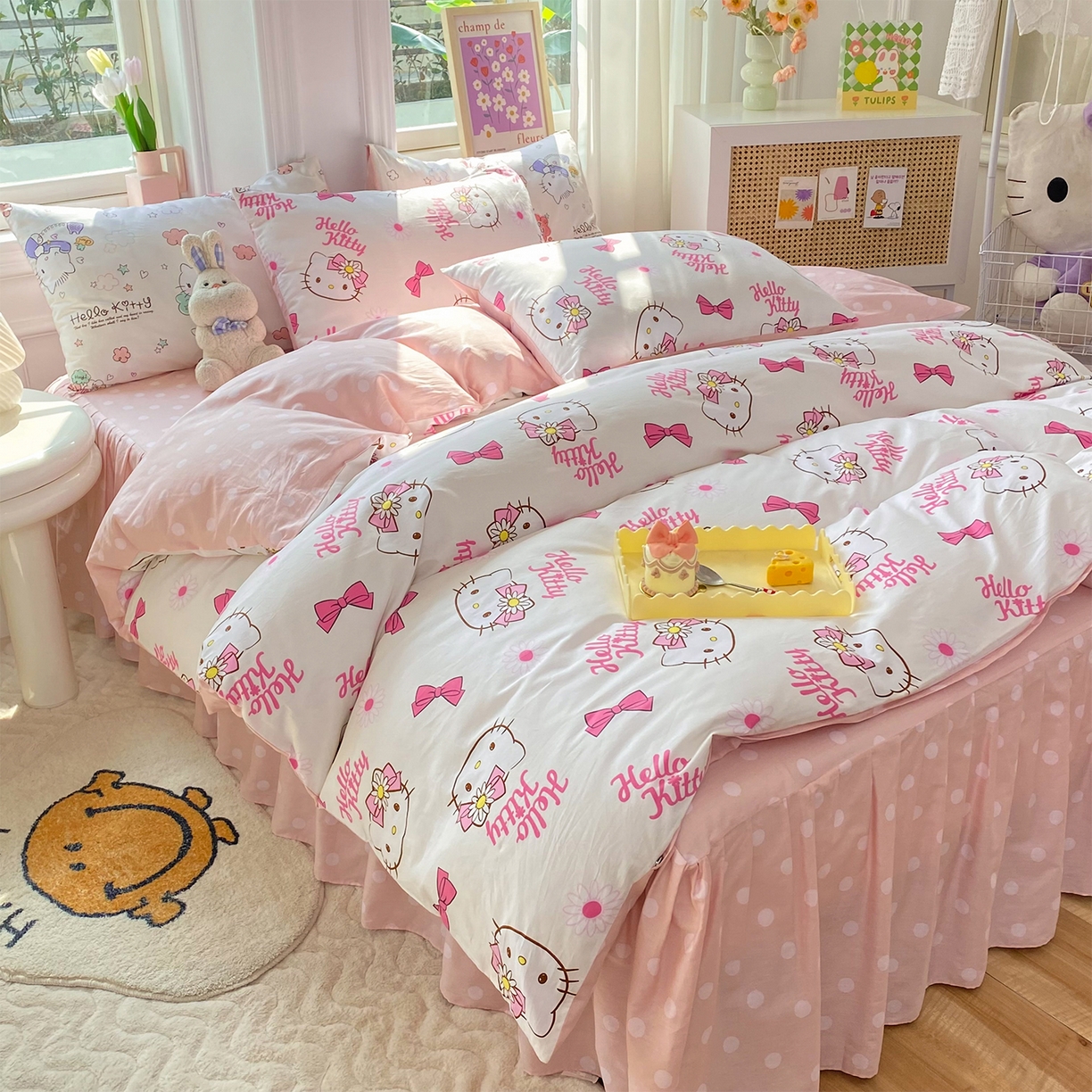 91家纺网 家纺一手货源 找家纺 （总）玉元坊 2026新款正版授权三丽鸥系列全棉纯棉床单四件套学生三件套-凯蒂猫系列