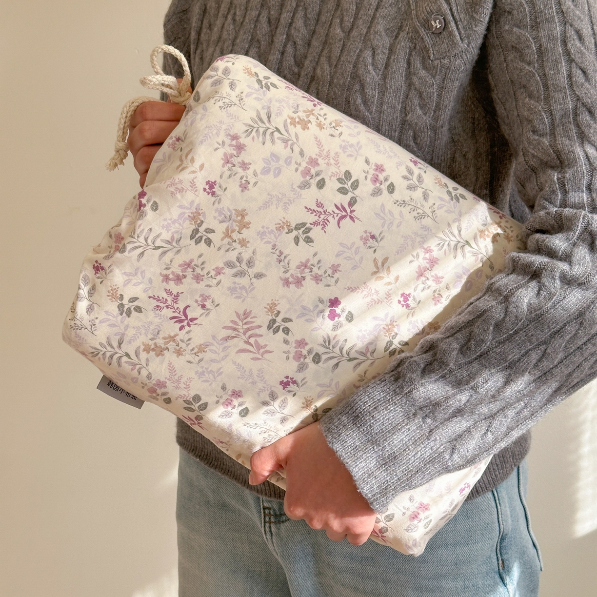 德比尔斯  2026新款古法水洗仿棉云感棉小布袋四件套 云瑶-紫