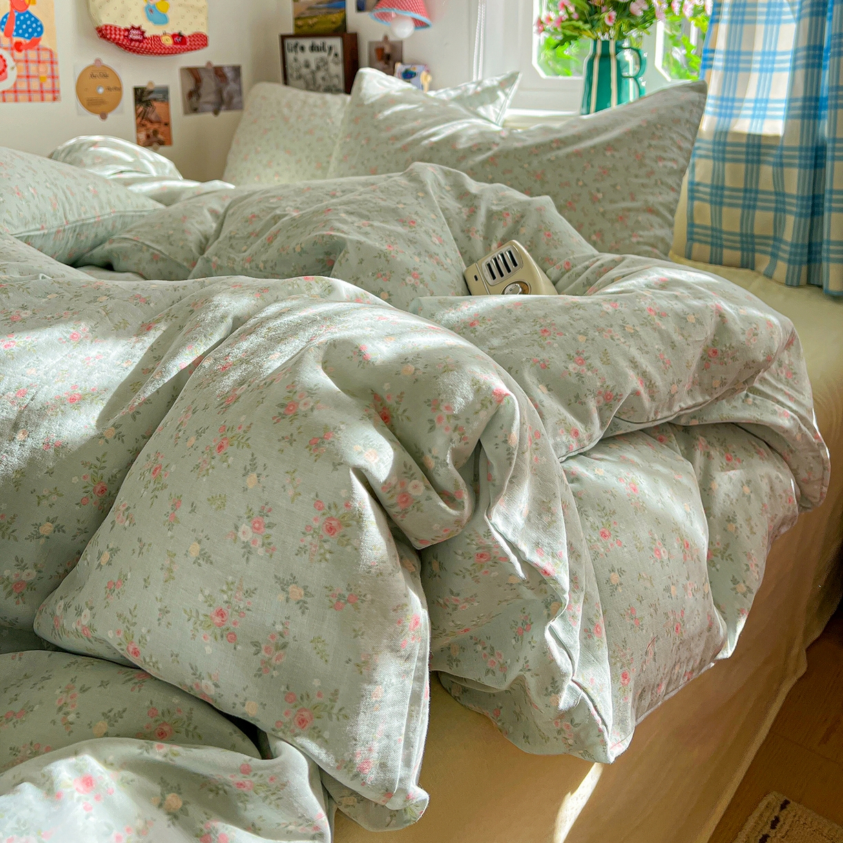 91家纺网 家纺一手货源 找家纺 焱博家纺 2026新款A类全棉双层纱系列单被套 春野苍兰