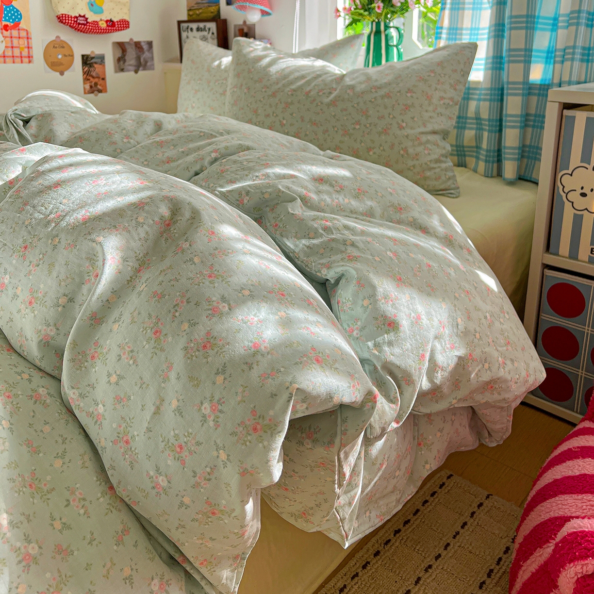 91家纺网 家纺一手货源 找家纺 焱博家纺 2026新款A类全棉双层纱系列单被套 春野苍兰