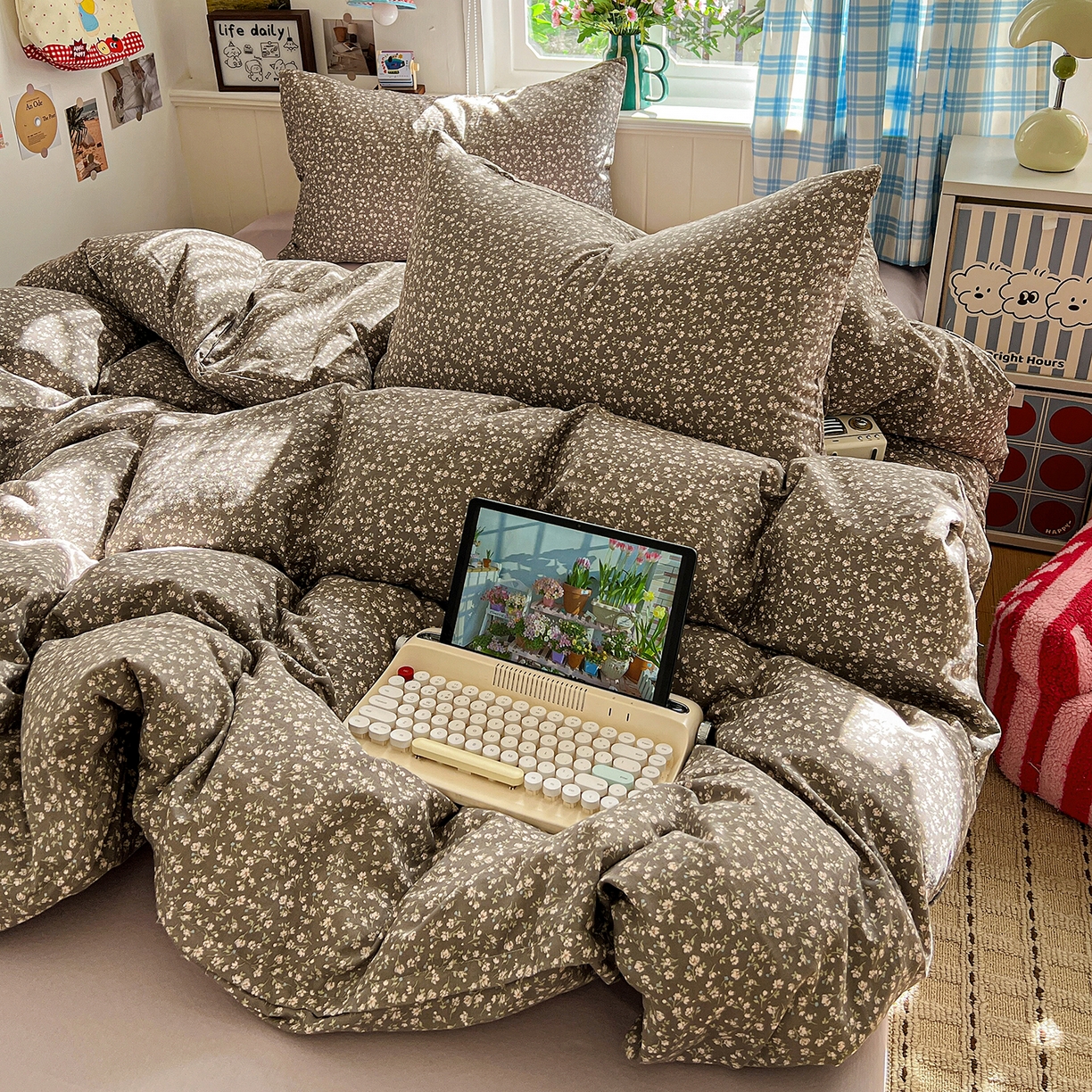 91家纺网 家纺一手货源 找家纺 焱博家纺 2026新款A类全棉双层纱系列单被套 点点蔓纱