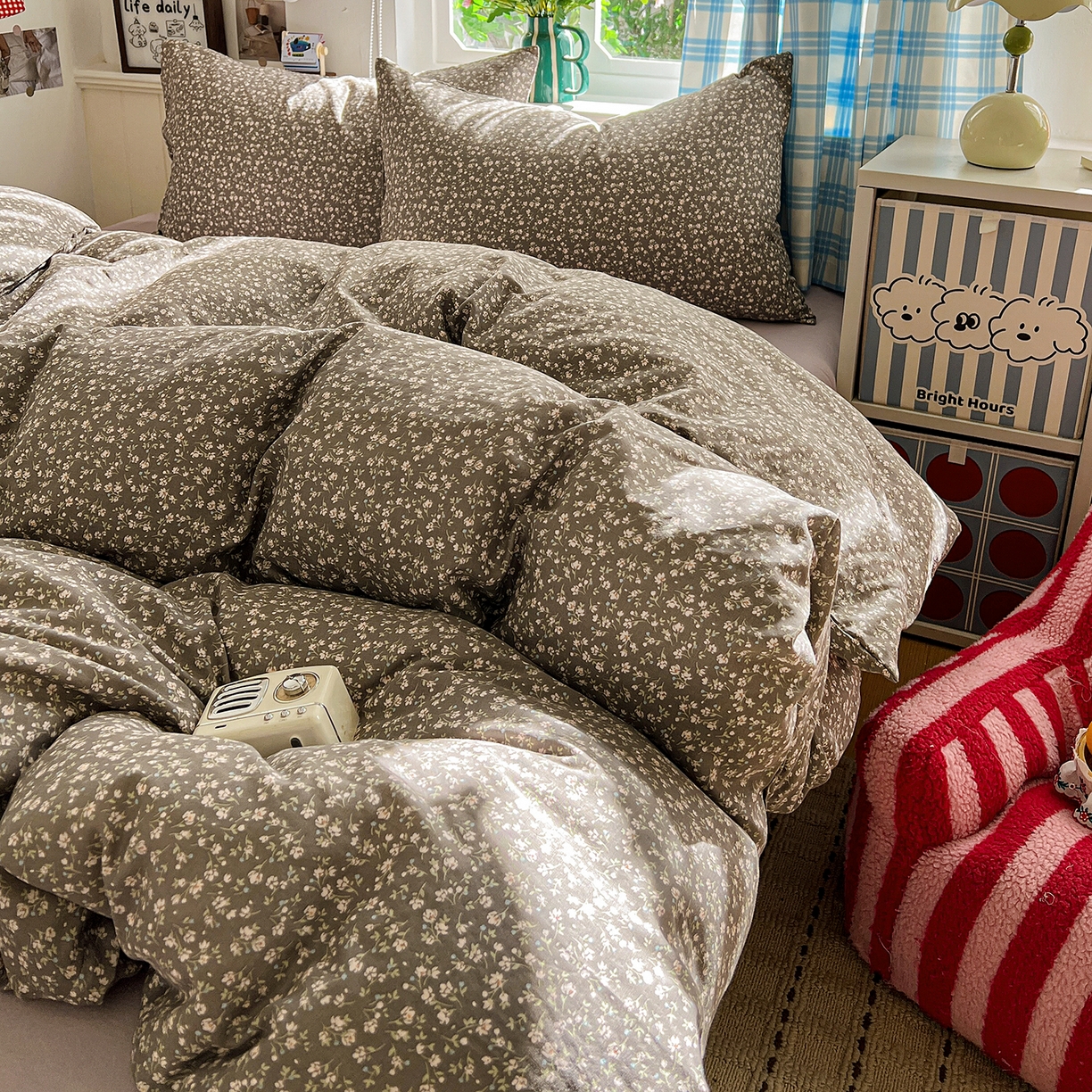 91家纺网 家纺一手货源 找家纺 焱博家纺 2026新款A类全棉双层纱系列单被套 点点蔓纱