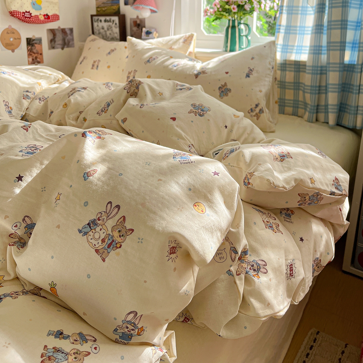 91家纺网 家纺一手货源 找家纺 焱博家纺 2026新款A类全棉双层纱系列单被套 疯狂小CP