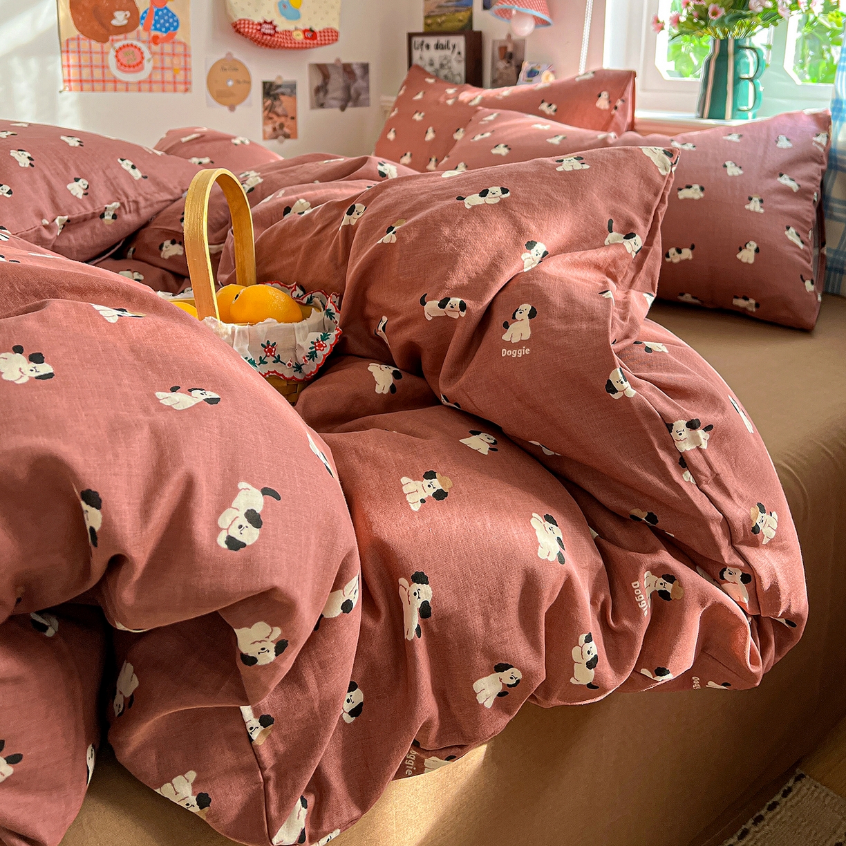 91家纺网 家纺一手货源 找家纺 焱博家纺 2026新款A类全棉双层纱系列单被套 焦糖奶汪