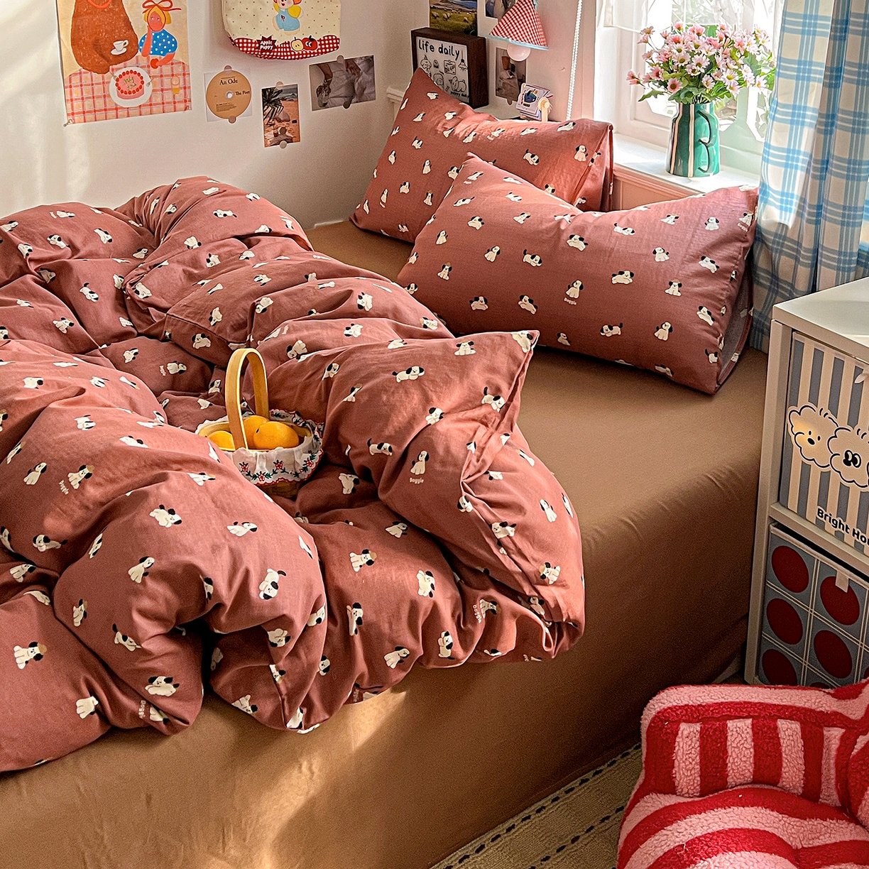 91家纺网 家纺一手货源 找家纺 焱博家纺 2026新款A类全棉双层纱系列单被套 焦糖奶汪