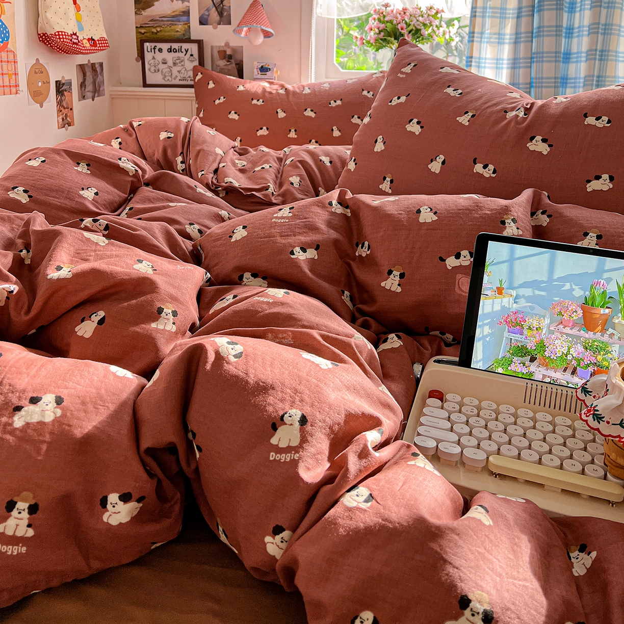 91家纺网 家纺一手货源 找家纺 焱博家纺 2026新款A类全棉双层纱系列单被套 焦糖奶汪