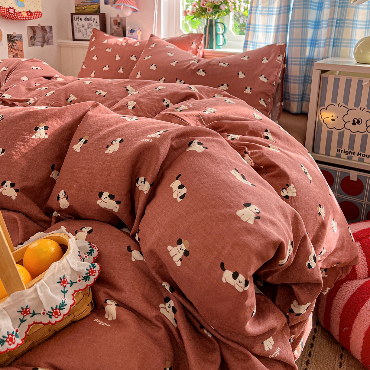 91家纺网 家纺一手货源 找家纺 焱博家纺 2026新款A类全棉双层纱系列单被套 焦糖奶汪