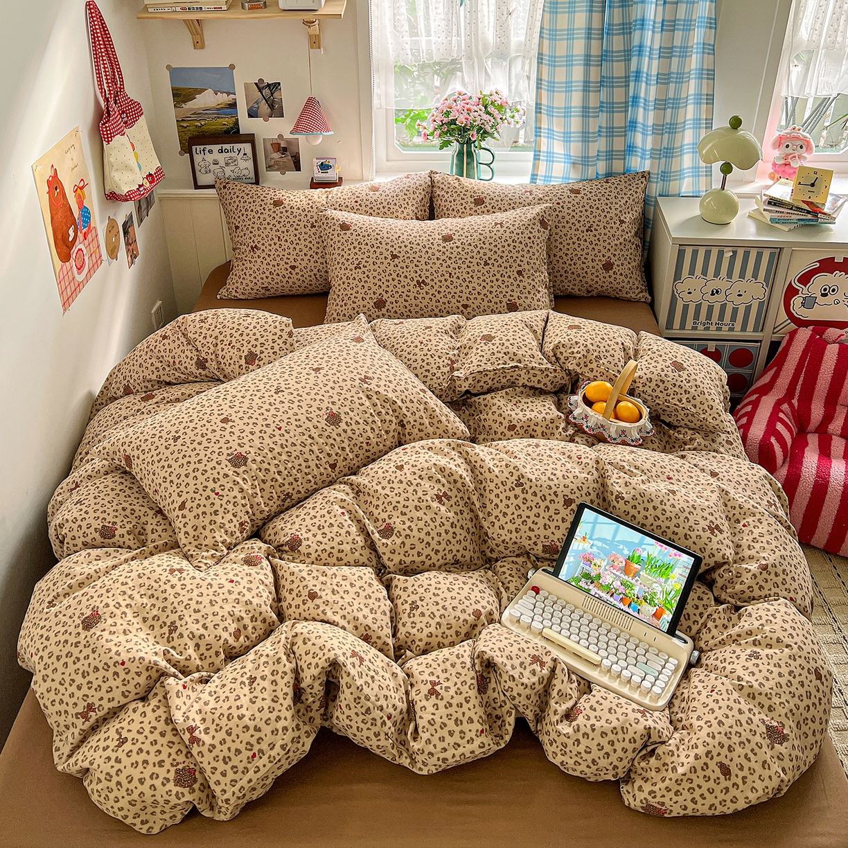 91家纺网 家纺一手货源 找家纺 焱博家纺 2026新款A类全棉双层纱系列单被套 千禧少女