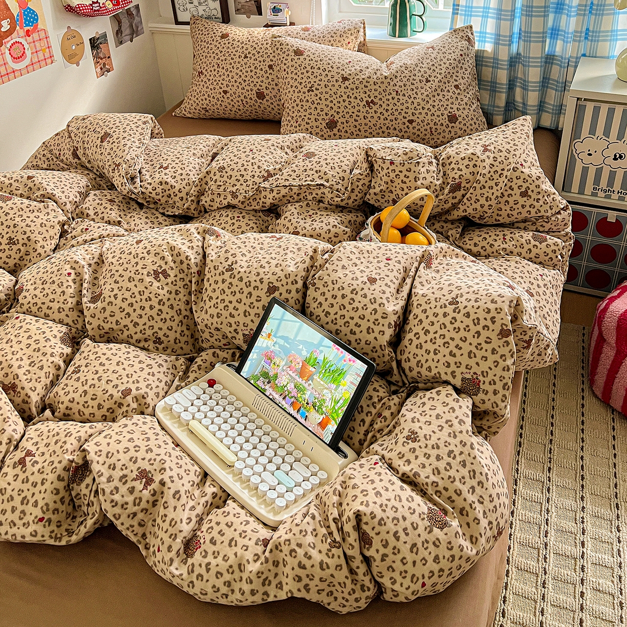 91家纺网 家纺一手货源 找家纺 焱博家纺 2026新款A类全棉双层纱系列单被套 千禧少女