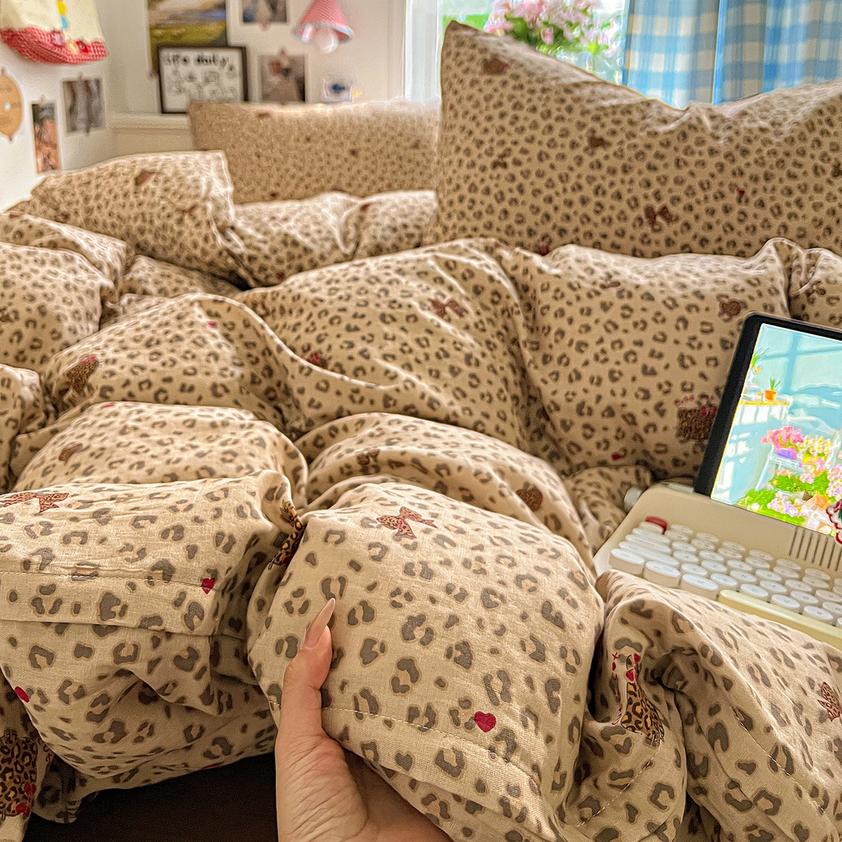 91家纺网 家纺一手货源 找家纺 焱博家纺 2026新款A类全棉双层纱系列单被套 千禧少女